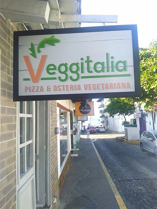 signage veggitalia pizza and osteria vegetariana puerto vallarta